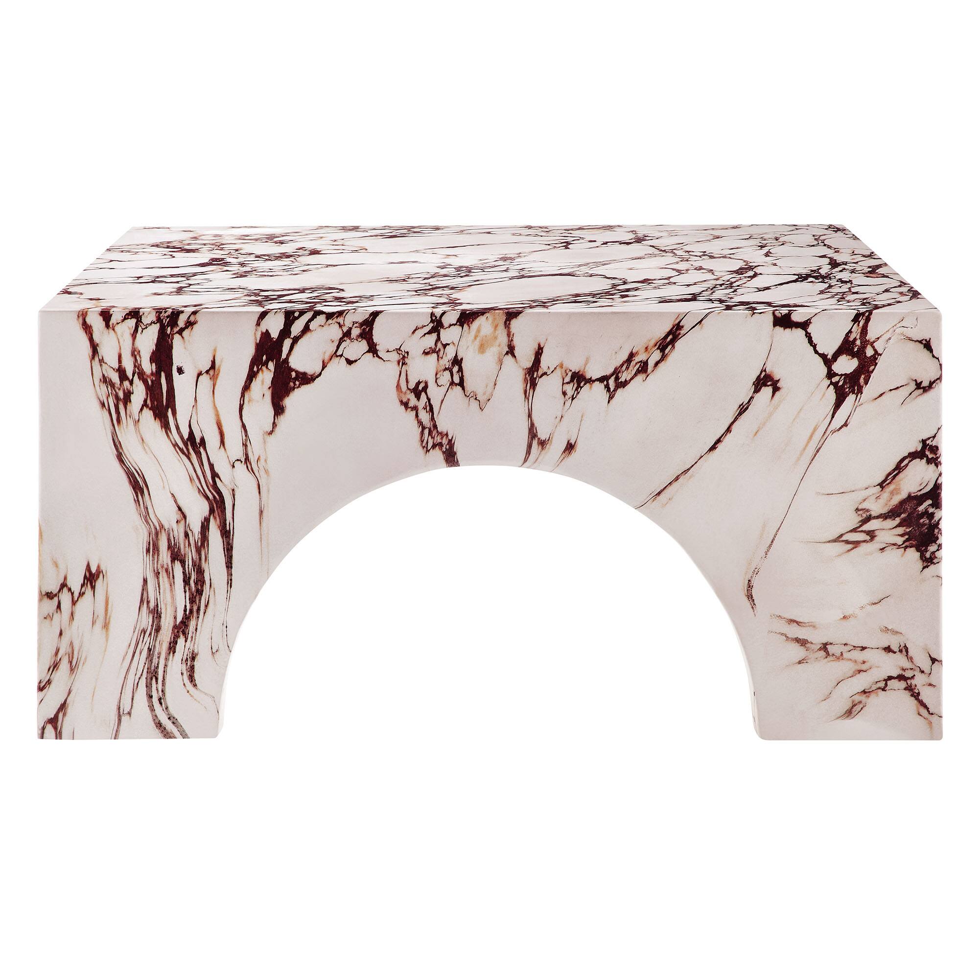 Alt View 5. Modway - Valen Indoor - Outdoor Patio Arched Concrete Coffee Table by Modway - Red Marble.