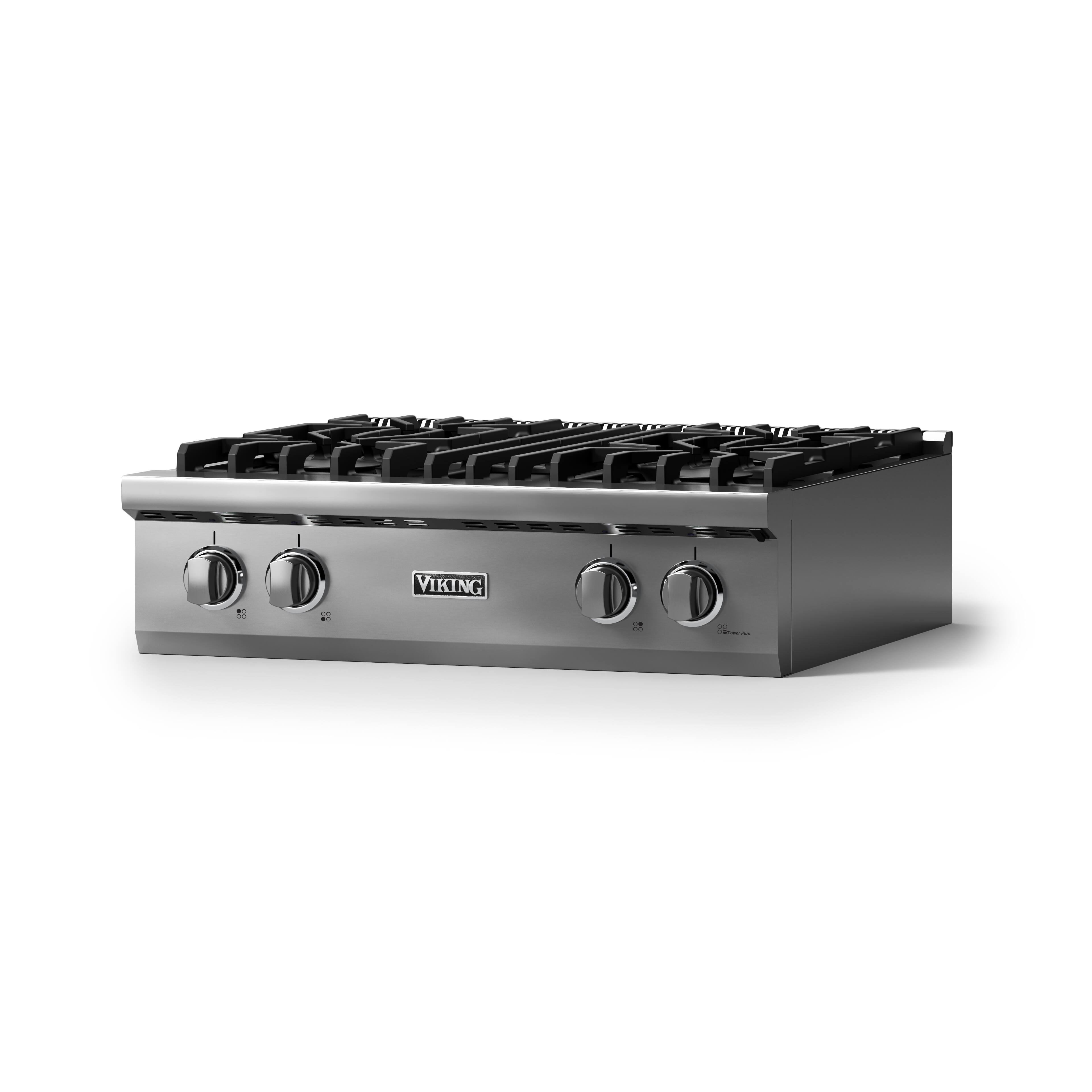 Angle. Viking - 30"W. Pro5S 4 Burner Built-in Gas Sealed Burner Rangetop-Stainless Steel - Stainless Steel.