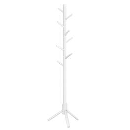 Songmics Home - Solid Wood Coat Rack, Free Standing Coat Rack, Tree-Shaped Coat Rack with 8 Hooks, 3 Height Options - White
