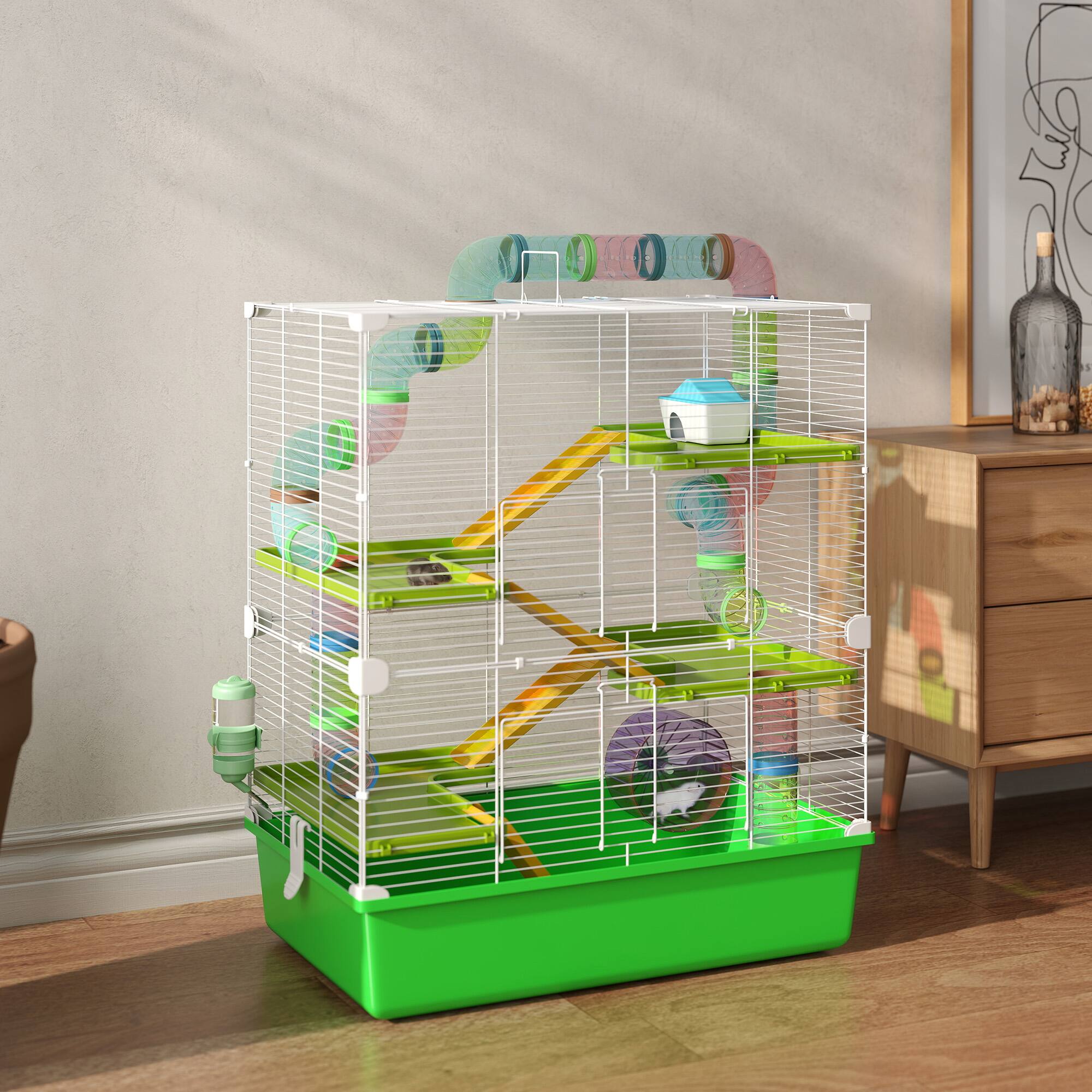 Alt View 1. Pawhut - 5-Tier Hamster Cage with Wheel and Water Bottle.