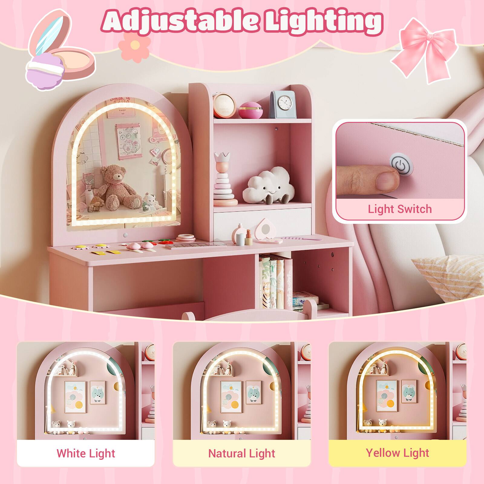 Adjustable Lighting Light Switch - White Light Natural Light Yellow Light