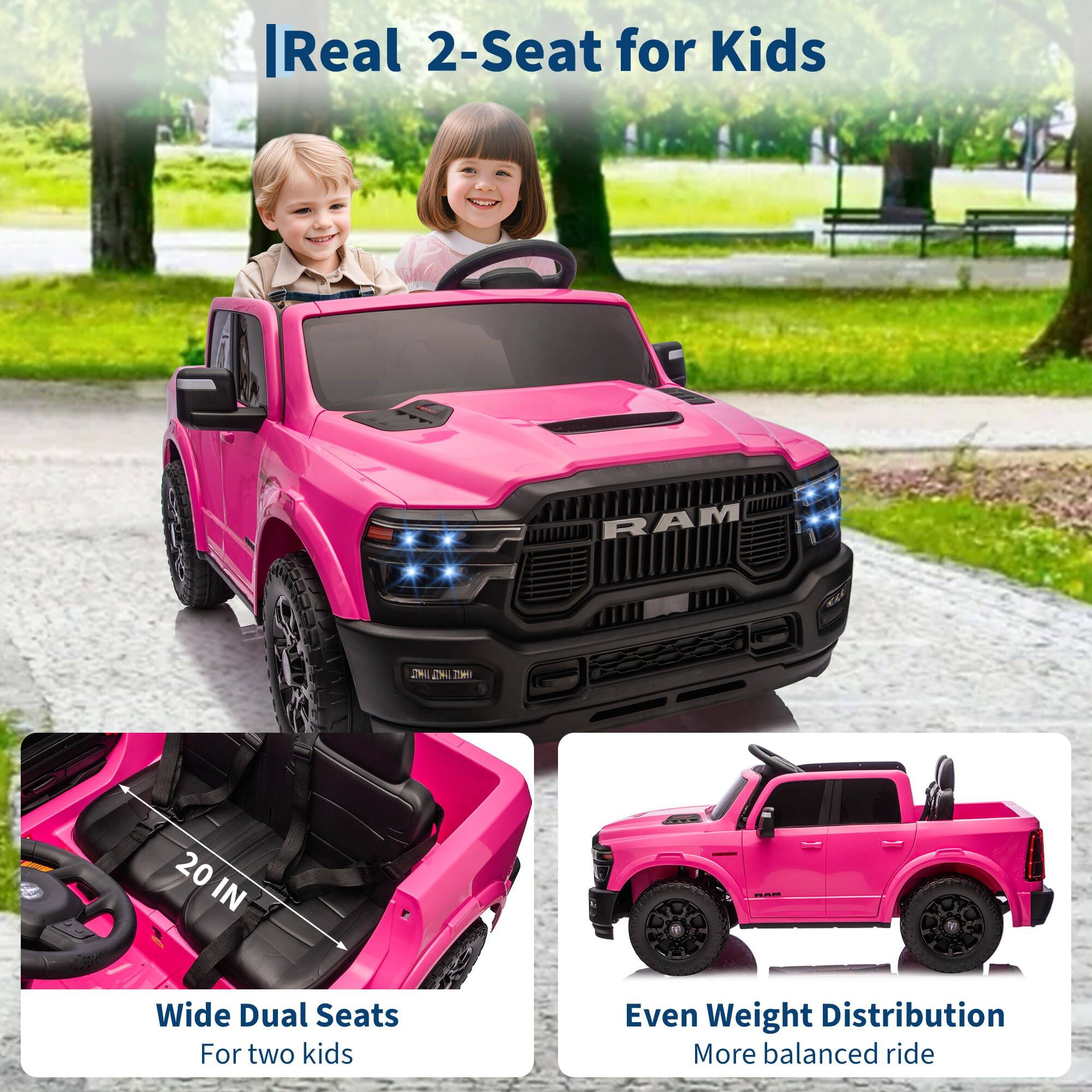 Real 2-Seat for Kids

Wide Dual Seats
For two kids

Even Weight Distribution
More balanced ride