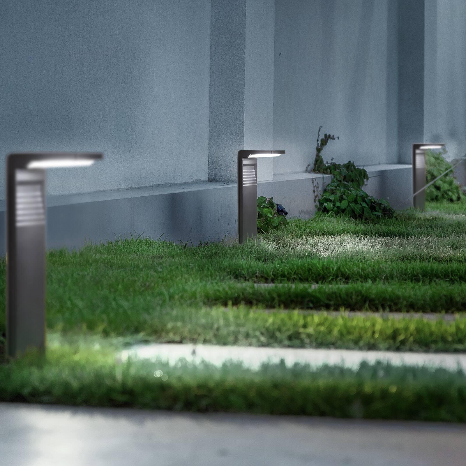 Alt View 2. Oumilen - 2-Pack 16.14In Solar Pathway Lights White LED L-Shaped Outdoor Stake Lights.