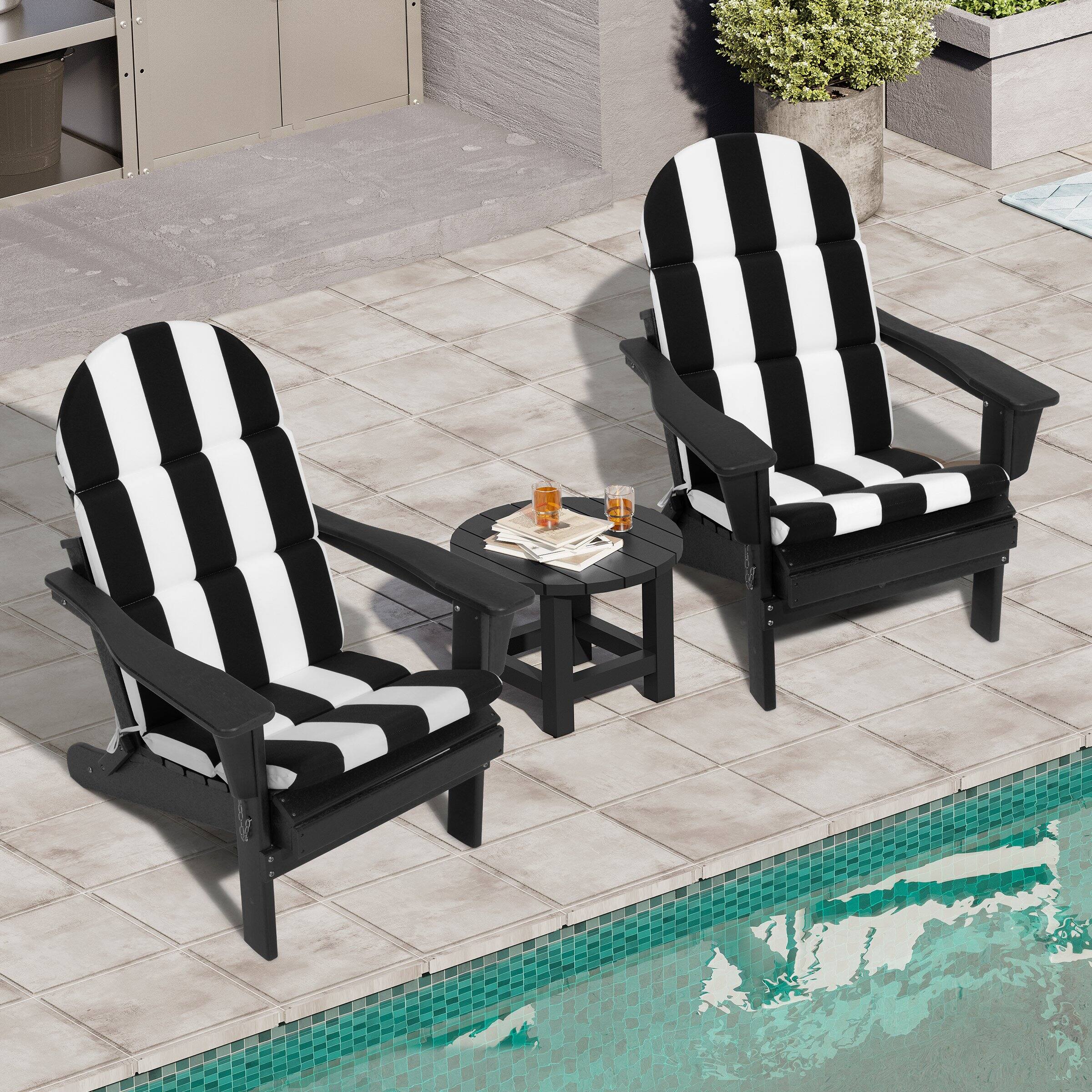 Angle. Crestlive Products - Crestlive Products Outdoor Adirondack Patio Chair Cushion - Black White.