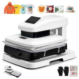 VEVOR - Auto Heat Press Machine 15 x 15 inch T-Shirt Press Machine Auto Release and Adjustable Pressure, Digital Display - White
