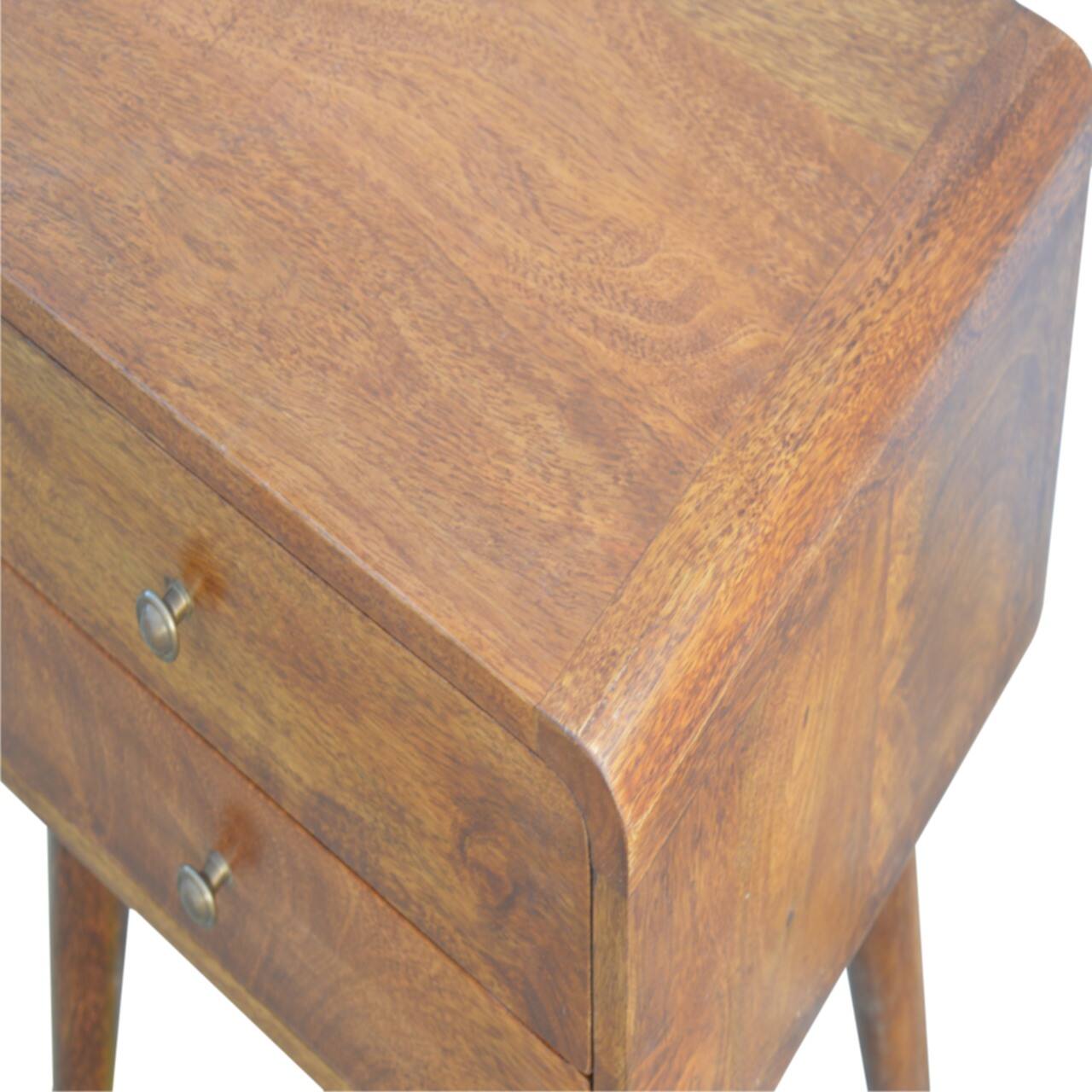 Back. Artisan Furniture - Artisan Furniture Solid Wood Curved Chestnut Nightstand, 2 Drawers, Nordic Legs - Chestnut.
