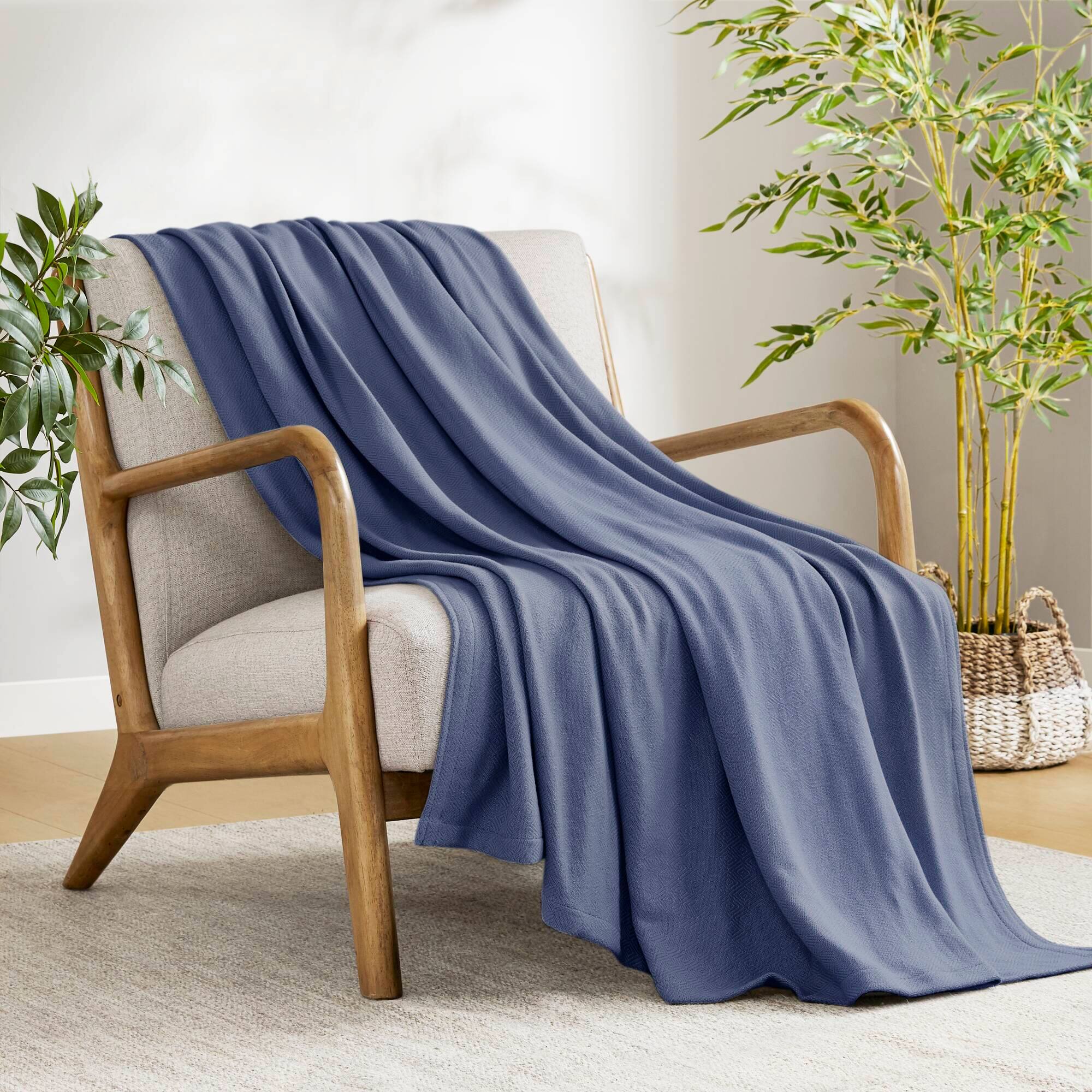 Gracie Mills Kaelith Bamboo Cotton Rayon Blanket Textured Navy - Best Buy