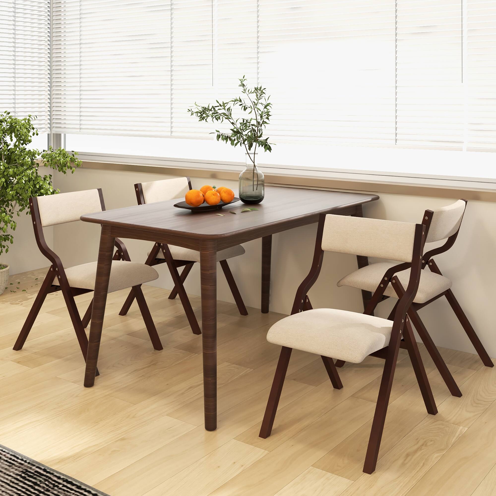 Alt View 1. Gymax - Gymax Folding Dining Chairs Set of 4 Wooden Table Chairs w/ Padded Seat Modern Coffee & Beige - Coffee, Beige.