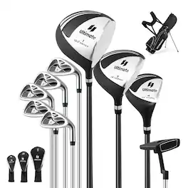 Costway - Men's Complete Golf Clubs Package Set 10 Pieces Includes Alloy Driver - Black