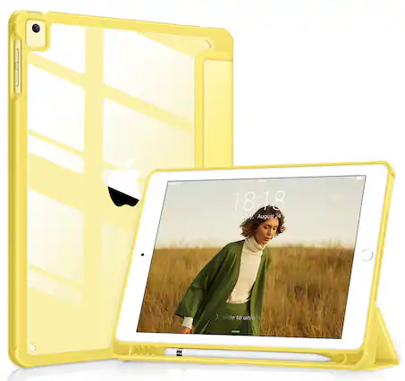 DTTO - Case for iPad 6th / 5th Generation 9.7 inch Case iPad Air 2 & 1 Case, Clear Back,Built-in Pencil Holder, Auto Sleep/Wake - Bananas