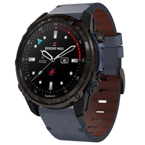 StrapsCo - Italian Leather Strap QuickFit 26 Watch Band For Garmin Descent Mk3i – 51mm (Extra Short) - Slate