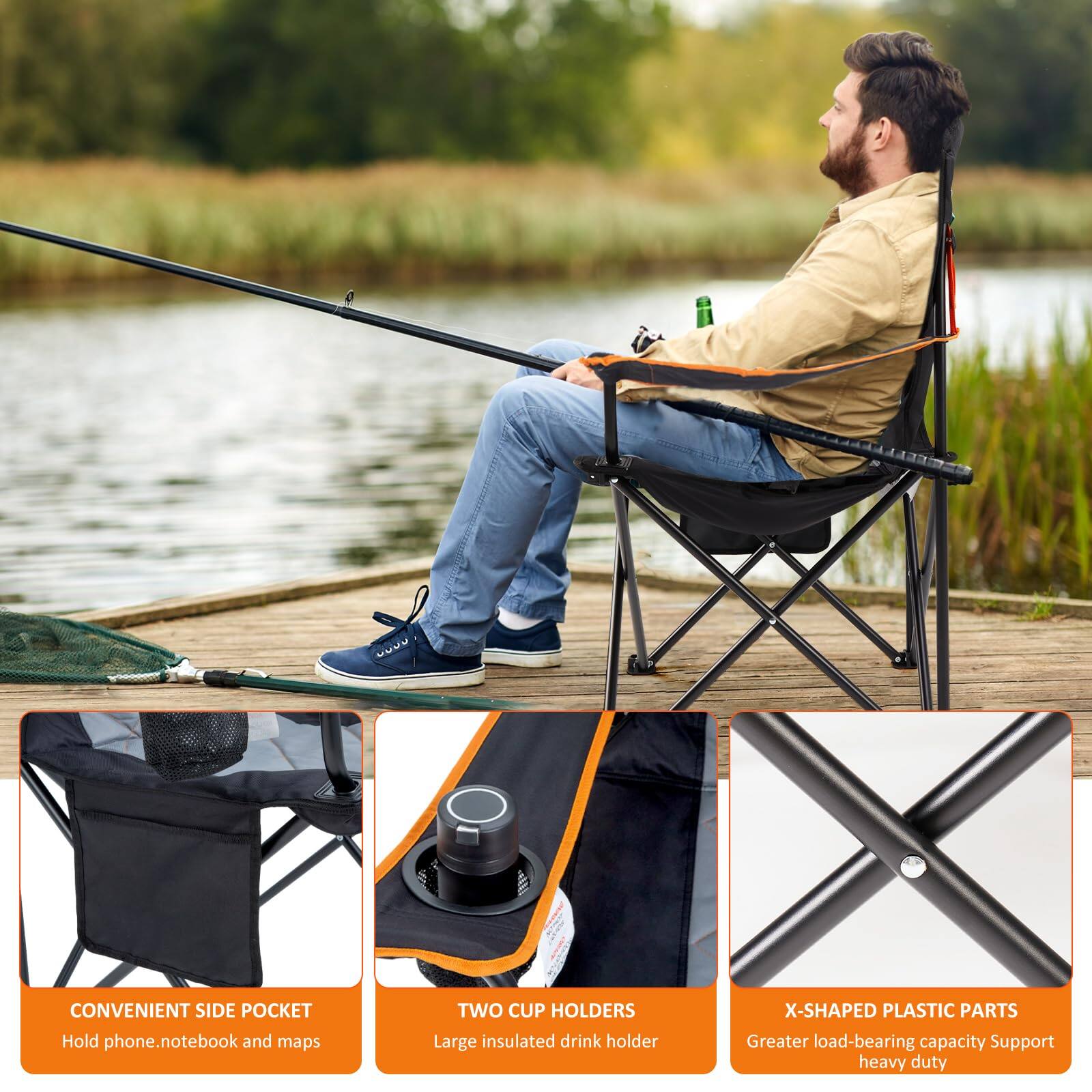 - CONVENIENT SIDE POCKET  
  Hold phone, notebook and maps

- TWO CUP HOLDERS  
  Large insulated drink holder

- X-SHAPED PLASTIC PARTS  
  Greater load-bearing capacity  
  Support heavy duty