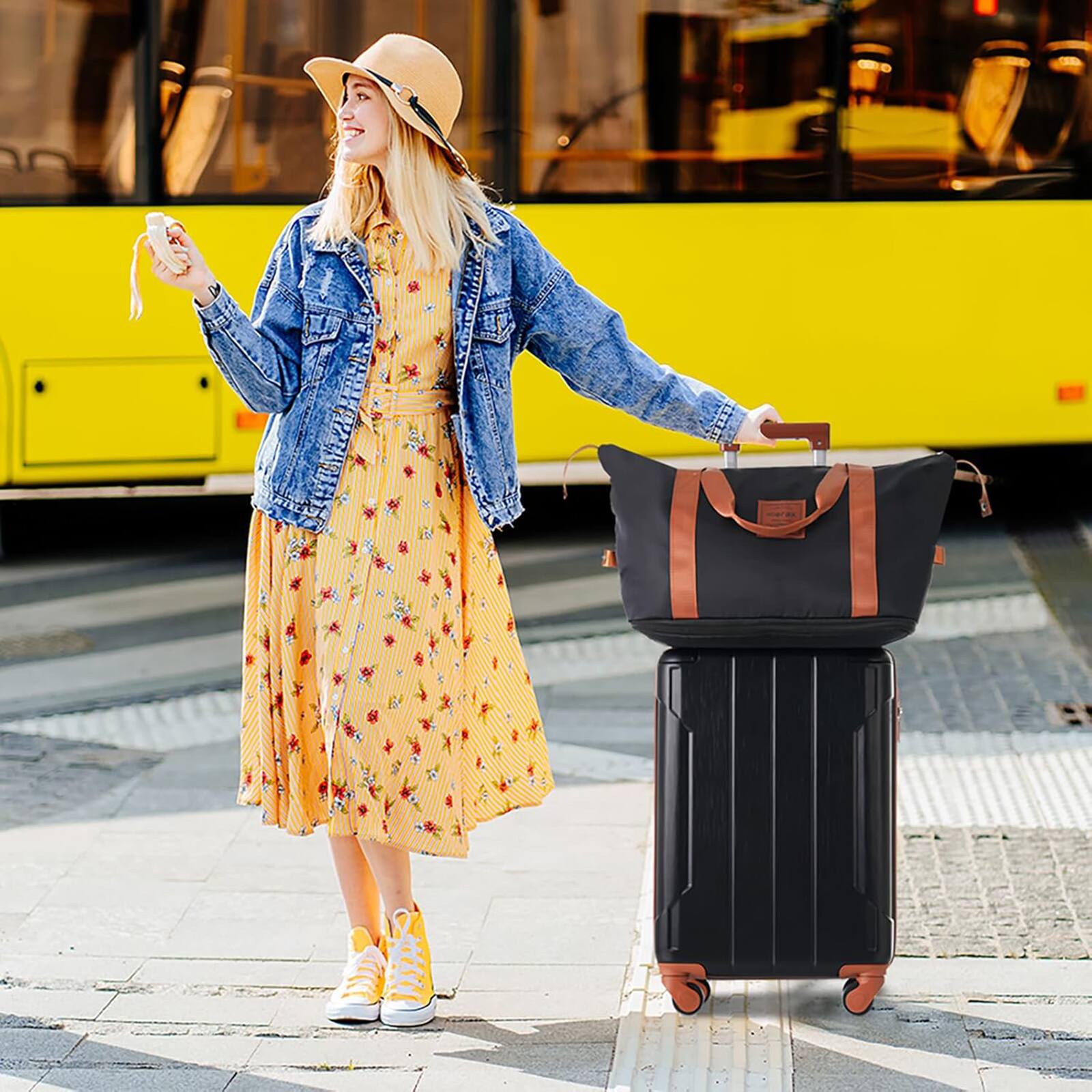 Alt View 8. Chateau Abodes - Luggage Sets 3 Piece 20” Carry on Luggage Hardside Lightweight Travel Suitcase, Airline Approved, TSA Lock - Black Brown.