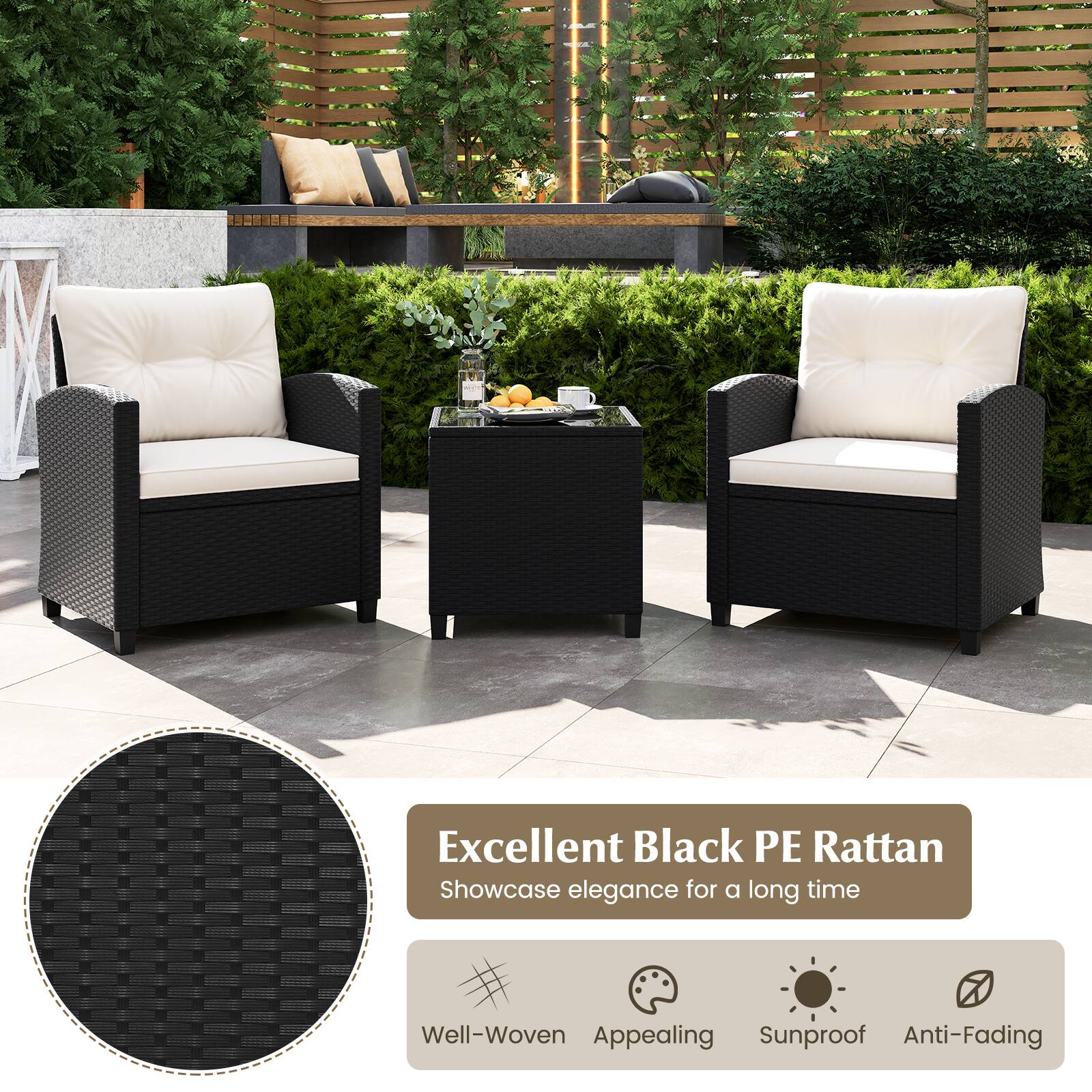 Excellent Black PE Rattan Showcase elegance for a long time Well-Woven Appealing Sunproof Anti-Fading