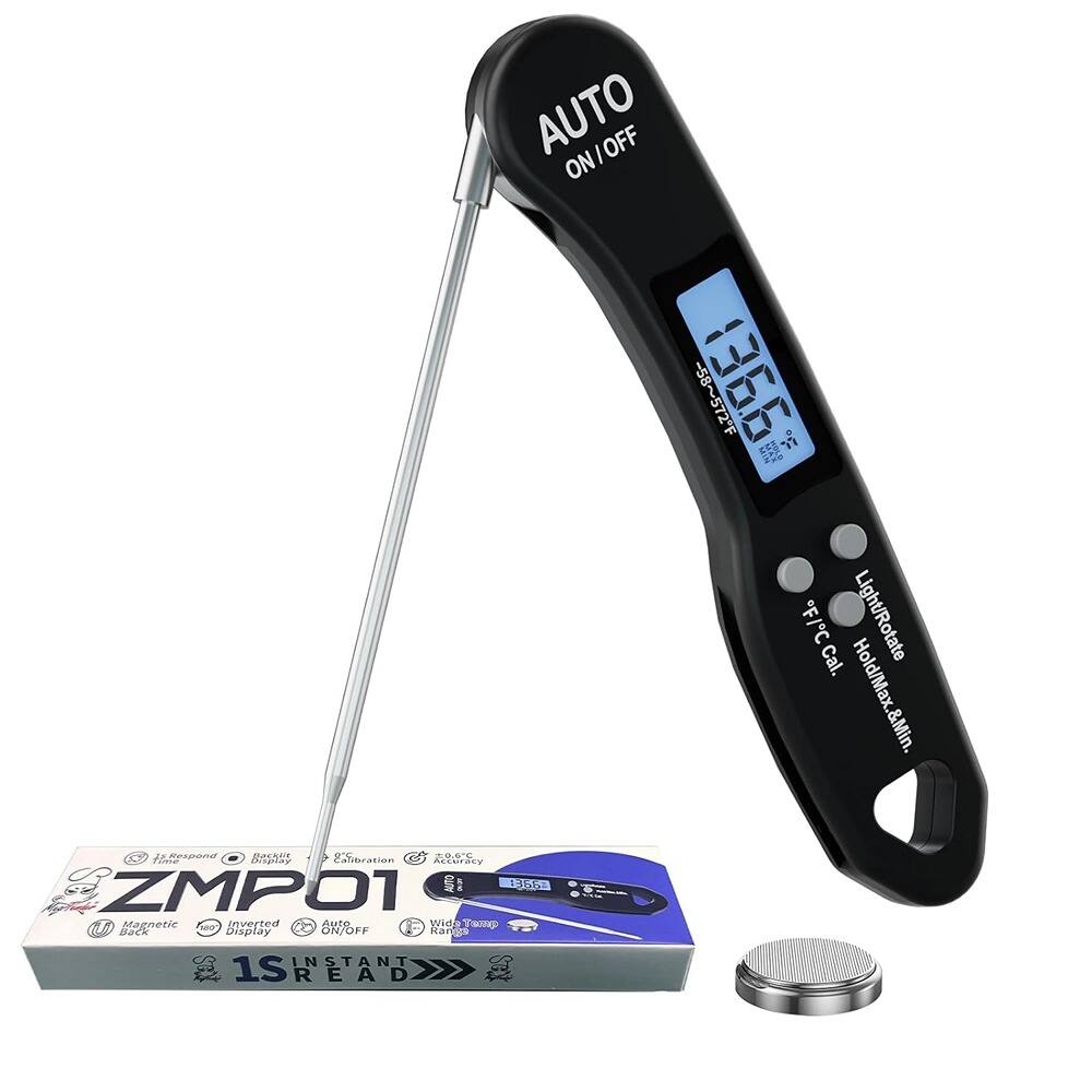 Sure, here is the corrected and grouped text from the image:

---

**AUTO ON/OFF**

**-58~572°F**

**Light/Rotate**

**C Cal.**

**Light/Rotate**

**Hold/Max/Min**

**Magnetic**

**Wide Range**

**1S READ**

**ZMPO1**

**Instant Read**

**Magnetic Display**

**ON/OFF**

**NSTANT READ**

**-58~572°F**

**Light/Rotate**

**C Cal.**

**Hold/Max/Min**

**Magnetic**

**Wide Range**

**1S READ**

**ZMPO1**

**Instant Read**

**Magnetic Display**

**ON/OFF**

**NSTANT READ**

---

This text is grouped based on the visible labels and features on the thermometer and its packaging.