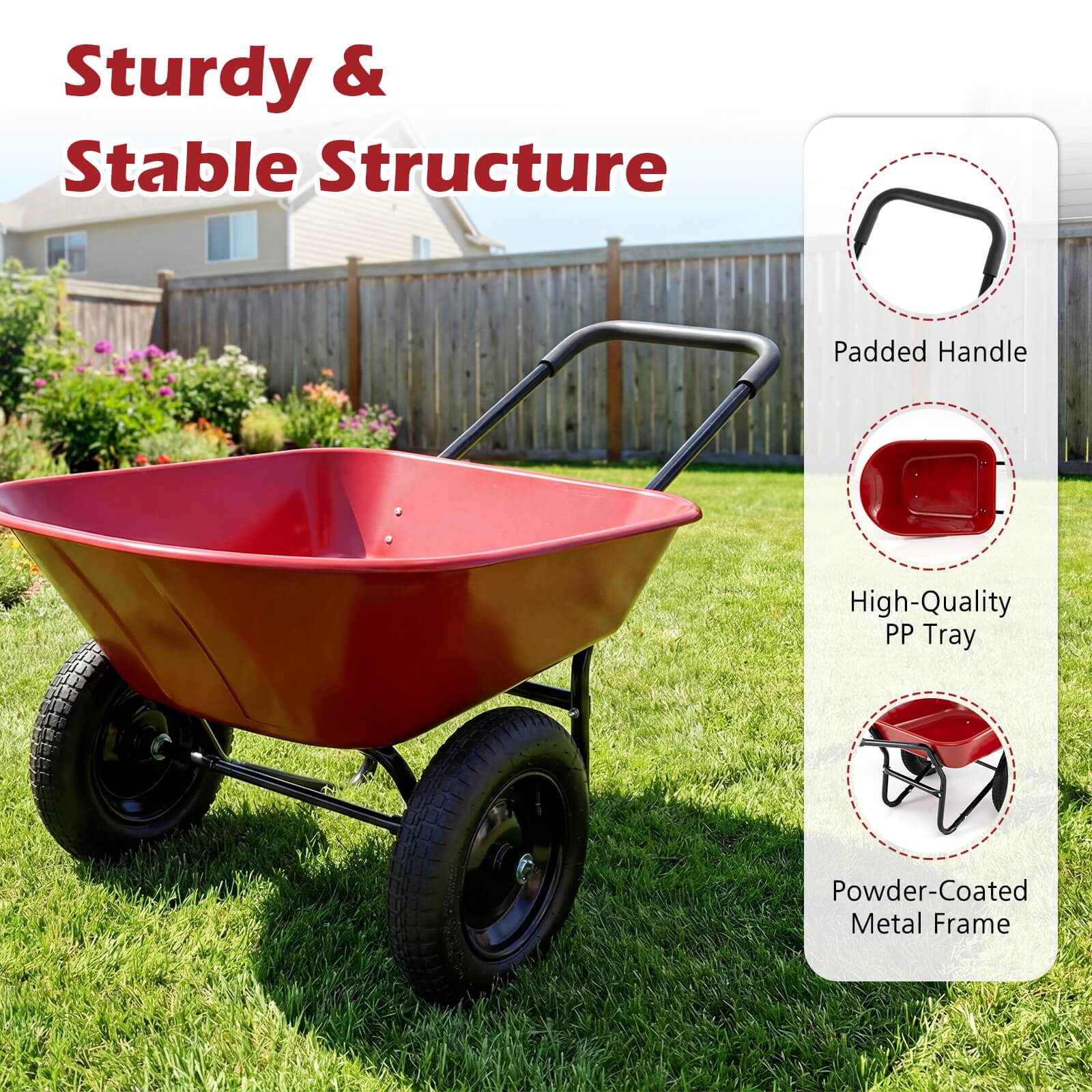 Sturdy & Stable Structure

- Padded Handle
- High-Quality PP Tray
- Powder-Coated Metal Frame