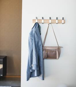 Yamazaki Home - Wall-Mounted Coat Rack - Steel + Wood - Ash
