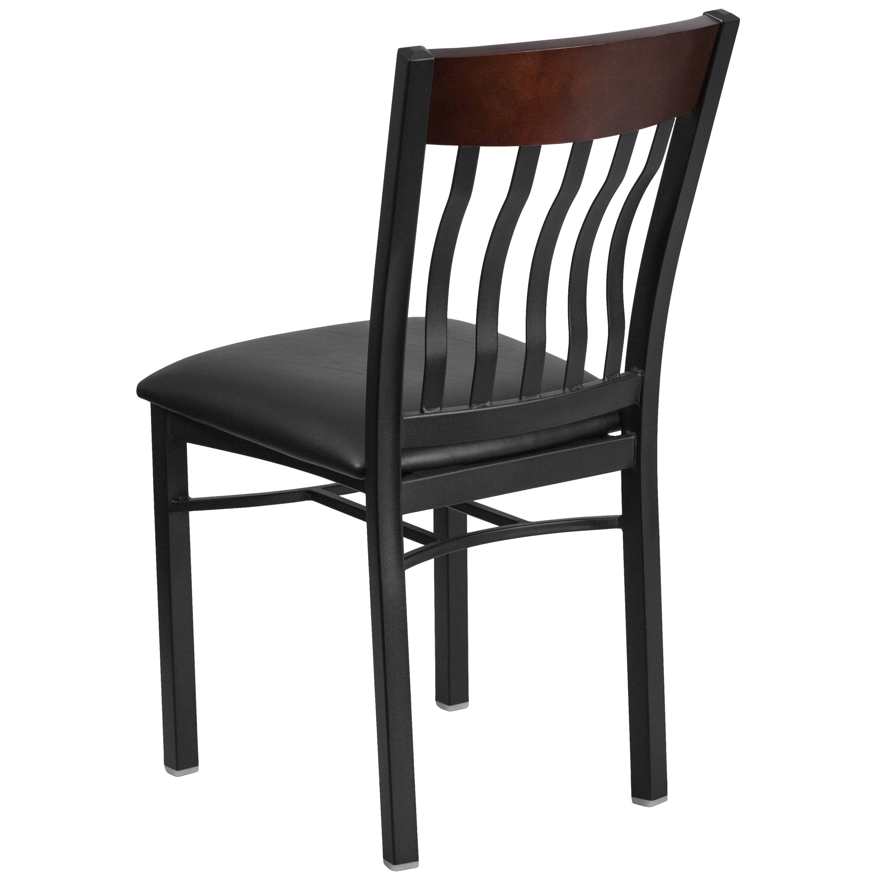 Alt View 4. Emma + Oliver - 2 Pk. Vertical Back Metal and Wood Restaurant Chair with Vinyl Seat - Walnut.