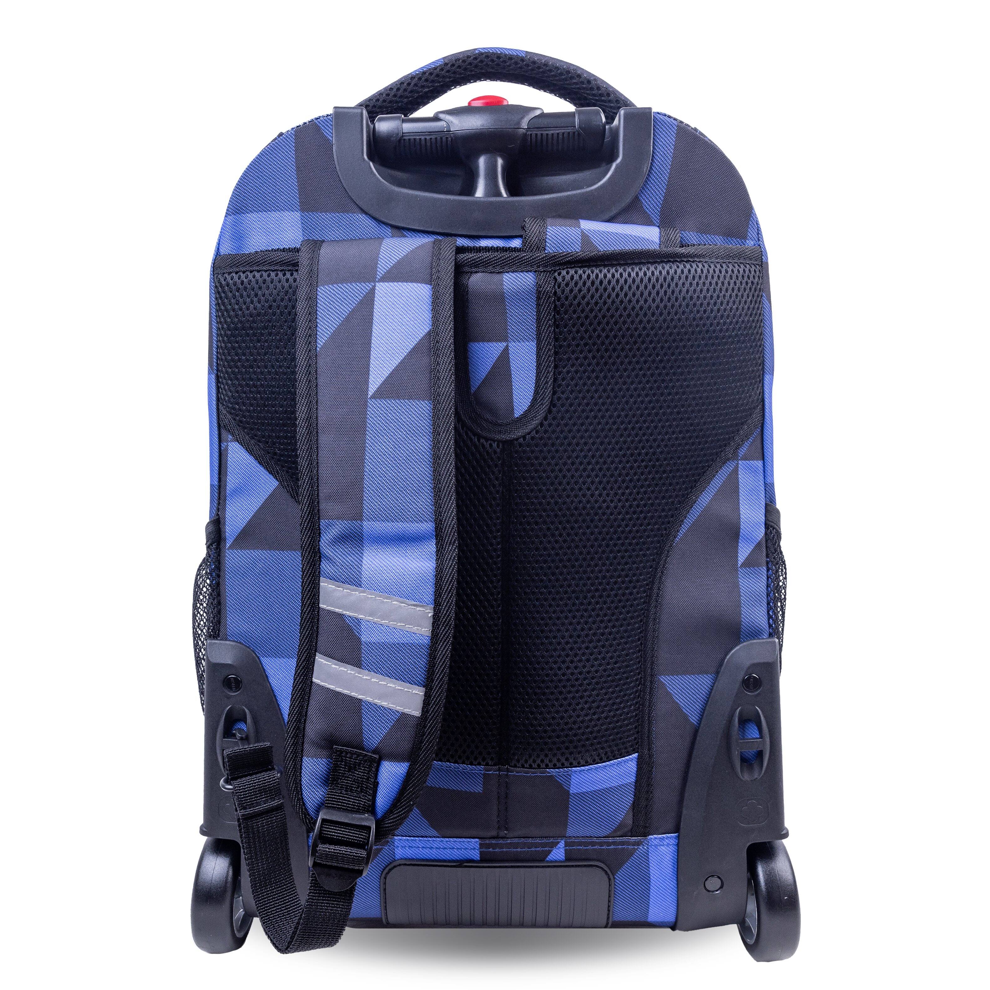 Back. J World - J World Unisex Sundance 20" Rolling Backpack with Laptop Sleeve for School and Travel, Block Navy - BLOCK NAVY.