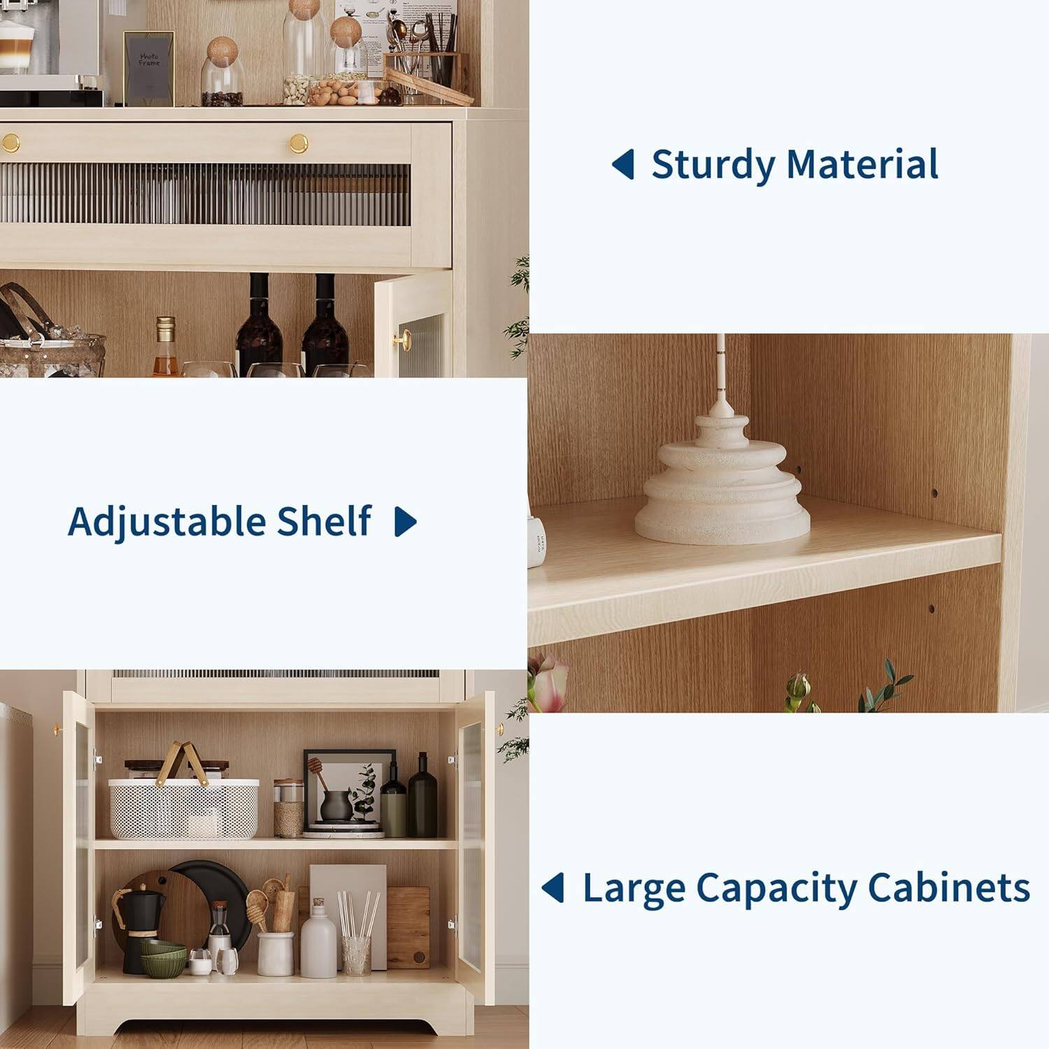 - Adjustable Shelf
- Sturdy Material
- Large Capacity Cabinets