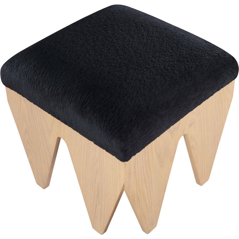 Alt View 3. Meridian Furniture - Altair Black Velour Fur Fabric Bench - Black.