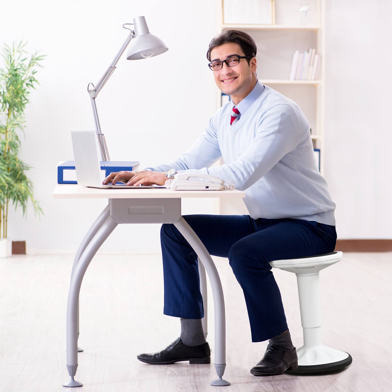 Alt View 7. Ecooso - Adjustable-Height Wobble Stool Chair for Standing Desk, Active Sitting Balance Seat, Office - Gray.