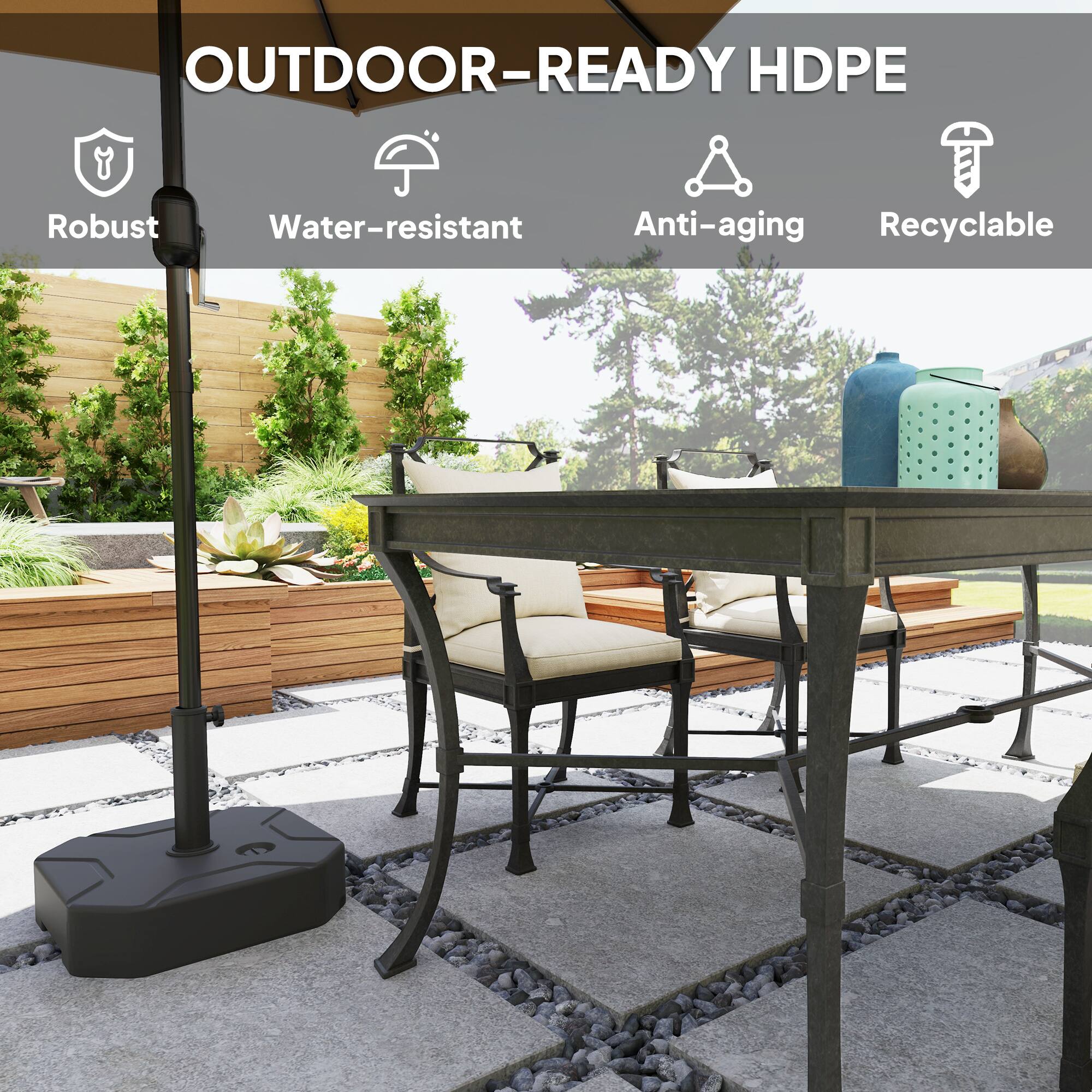 OUTDOOR-READY HDPE
Robust
Water-resistant
Anti-aging
Recyclable