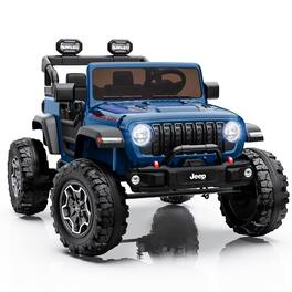 FIRST RIDE ON - Licensed Jeep Wrangler Rubicon 24V Kids Ride on Car, 2 Seater Kids' Electric Vehicle, Ride on Toys W/Bluetooth, Radio - Blue