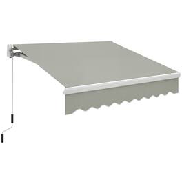 Outsunny - 8' x 7' Patio Retractable Awning, Manual Exterior Sun Shade Deck Window Cover - Gray