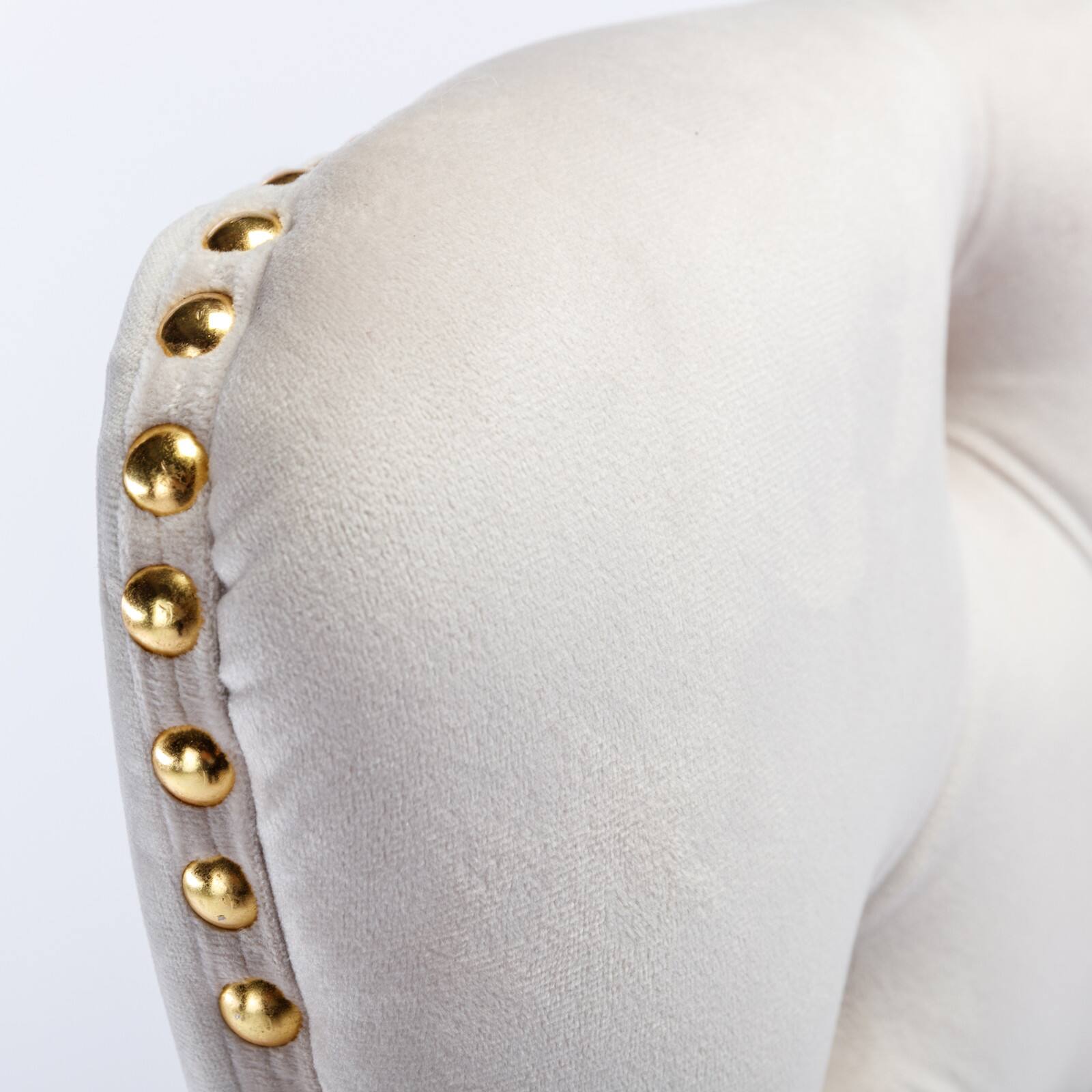 Alt View 6. PexFix - Modern Office Chair, Tufted Velvet Upholstery, Adjustable Height & Swivel with Chrome Base, for Home Office - Beige.