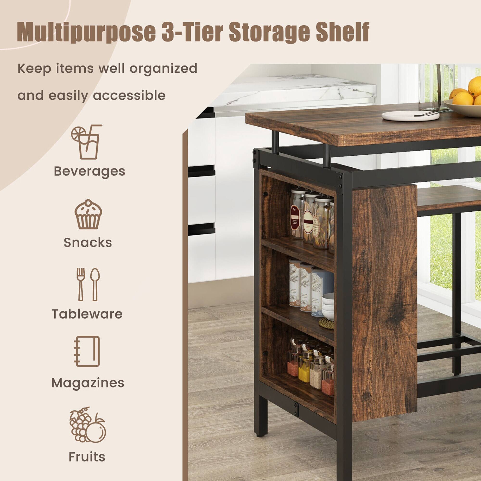 Multipurpose 3-Tier Storage Shelf

Keep items well organized and easily accessible

- Beverages
- Snacks
- Tableware
- Magazines
- Fruits