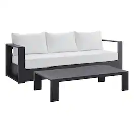 Modway - Tahoe 2-Piece Outdoor Powder-Coated Aluminum Patio Set - Gray White