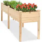 Front. Best Choice Products - Best Choice Products 72x24x30in Raised Garden Bed, Elevated Wood Planter Box for Patio w/ Divider Panel - Natural - Natural.