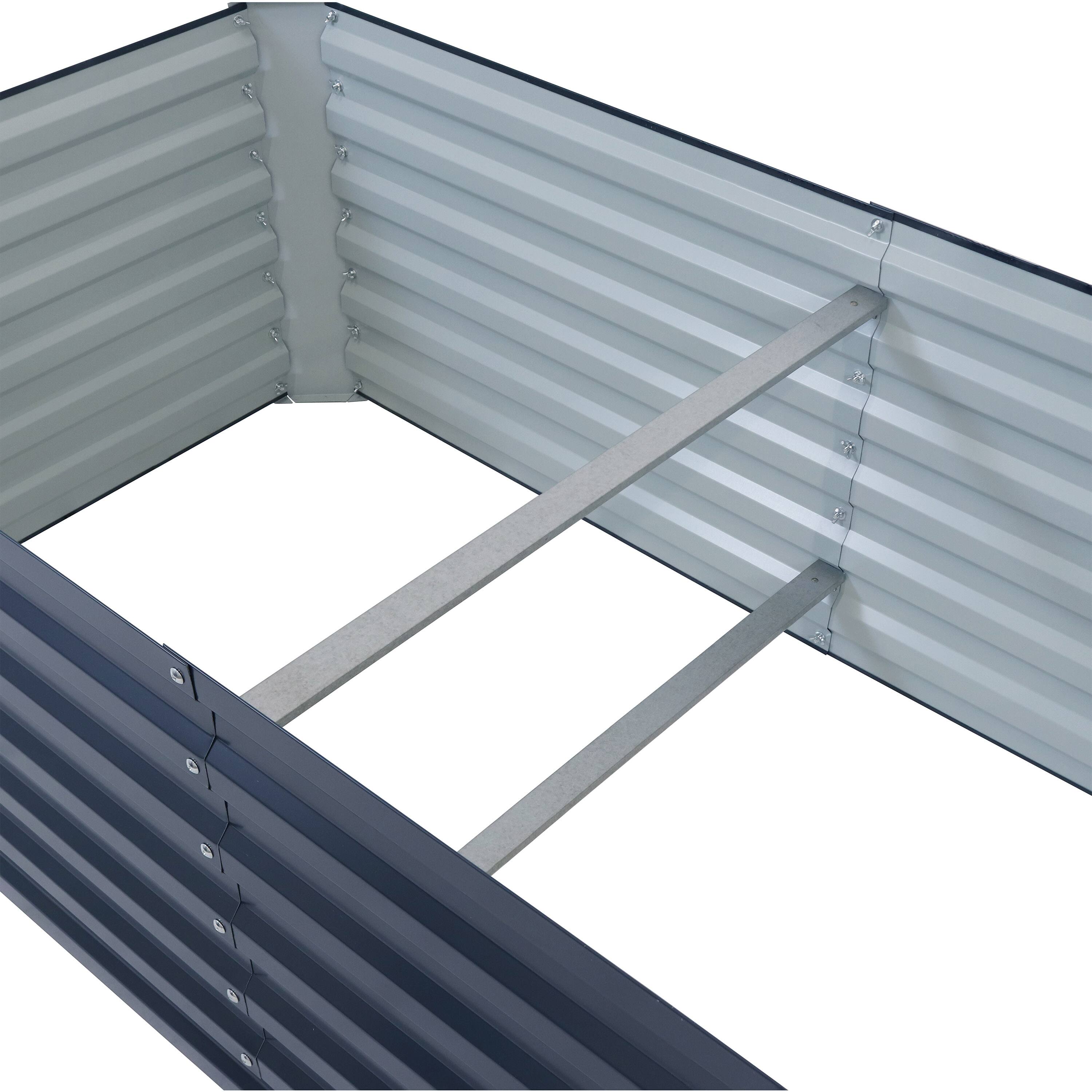 Alt View 7. Sunnydaze - Galvalume Steel Rectangle Raised Garden Bed - 71 in - Dark Gray.