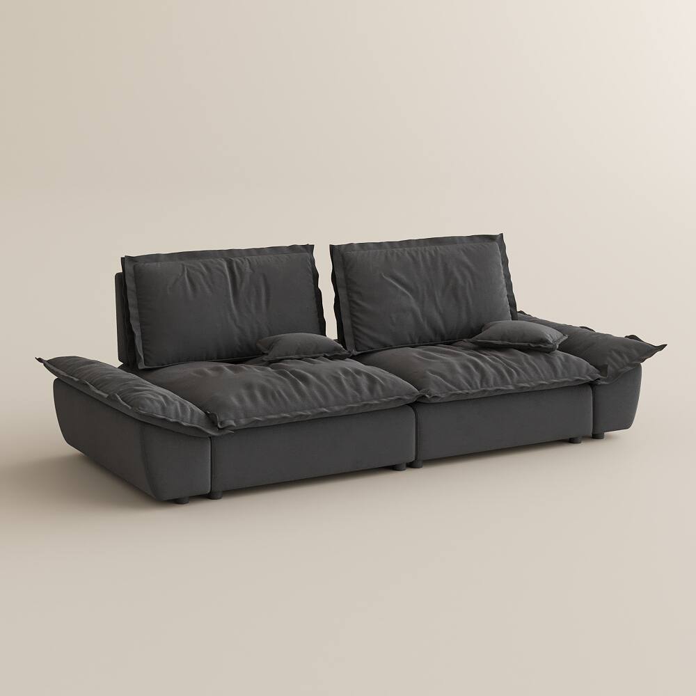Alt View 9. POVISON - 104.33" Sailboat Deep Sofa Stain Resistant Cozy Couch with Adjustable Backrest - Gray Suede Fabric.
