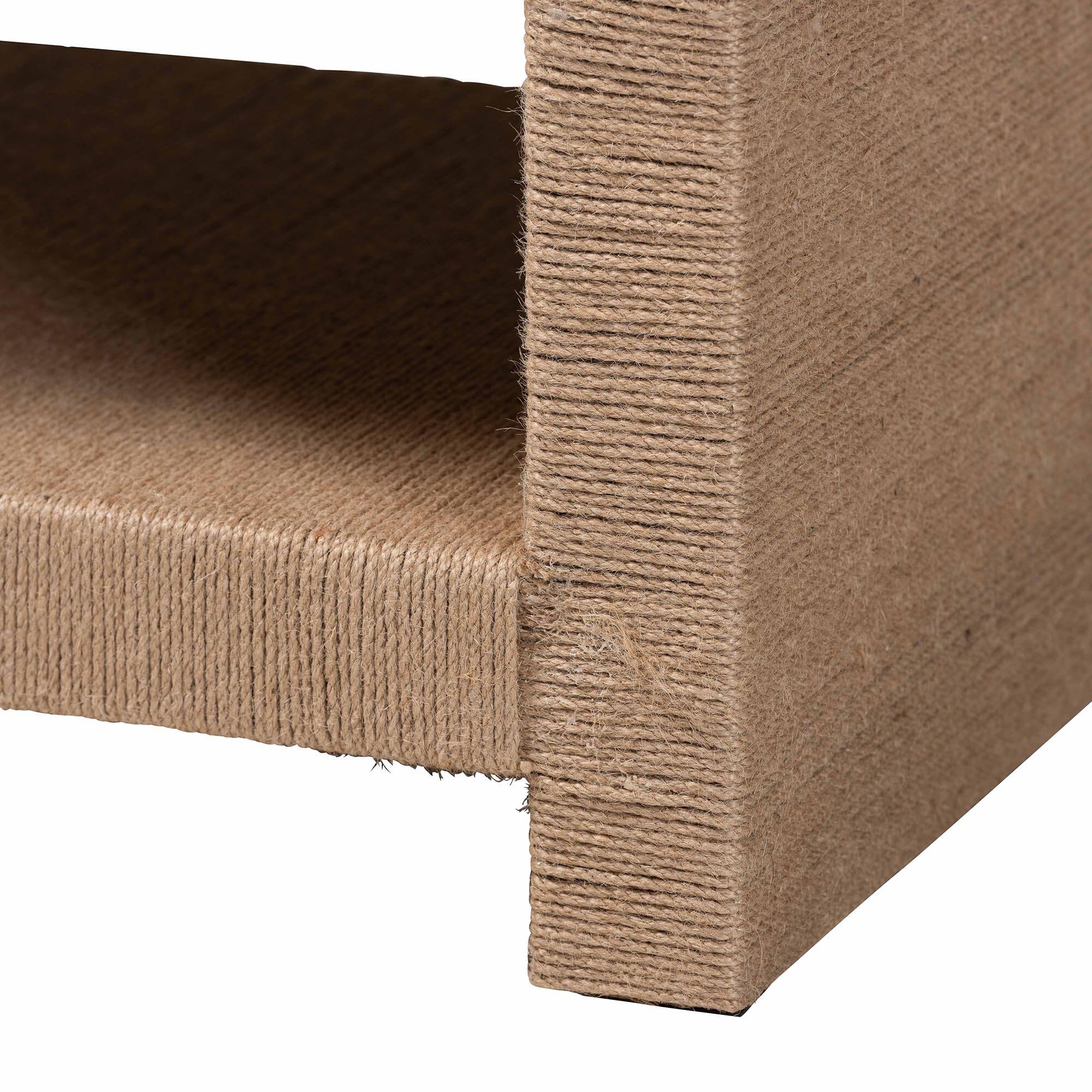 Back. bali & pari - Adaya Handwoven Jute Coffee Table - Rectangular Living Room Center Table with Open Shelf Storage - Natural Brown.