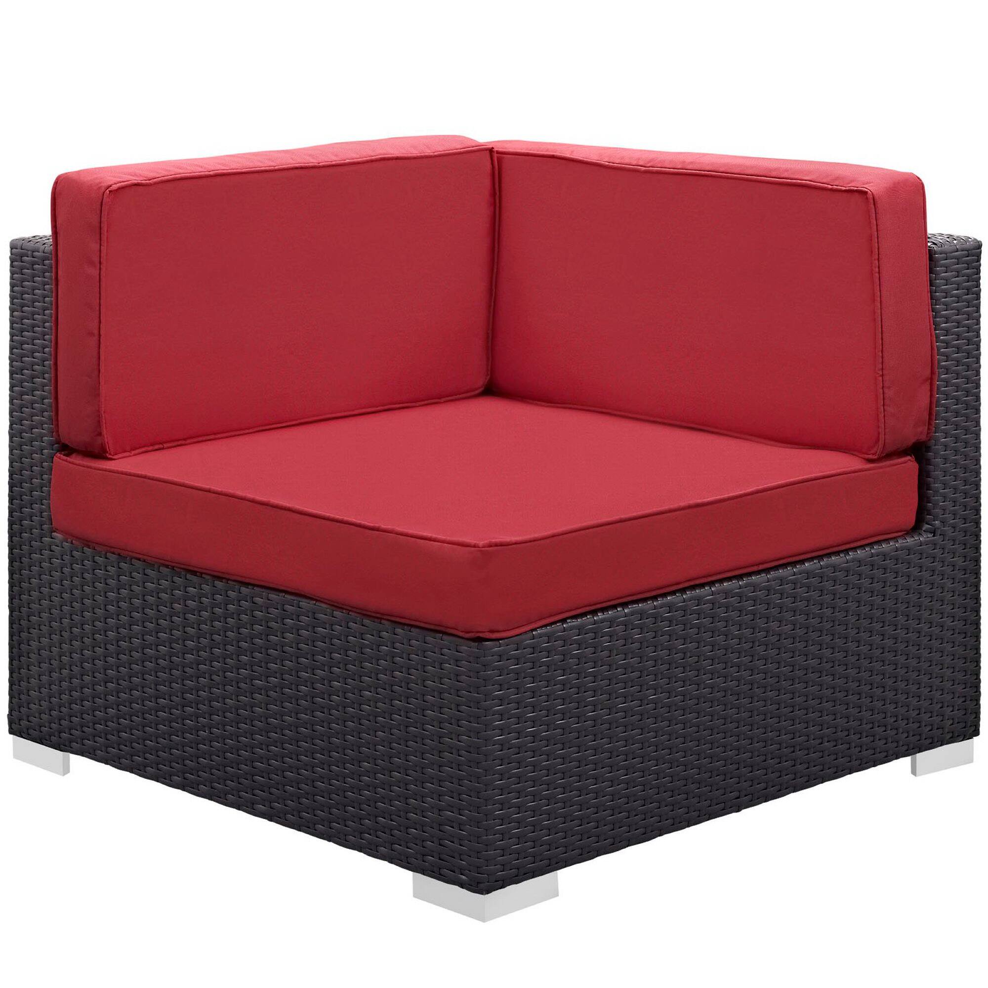 Angle. Modway - Gather Outdoor Patio Corner Sectional Set of 2 by Modway - Espresso Red.