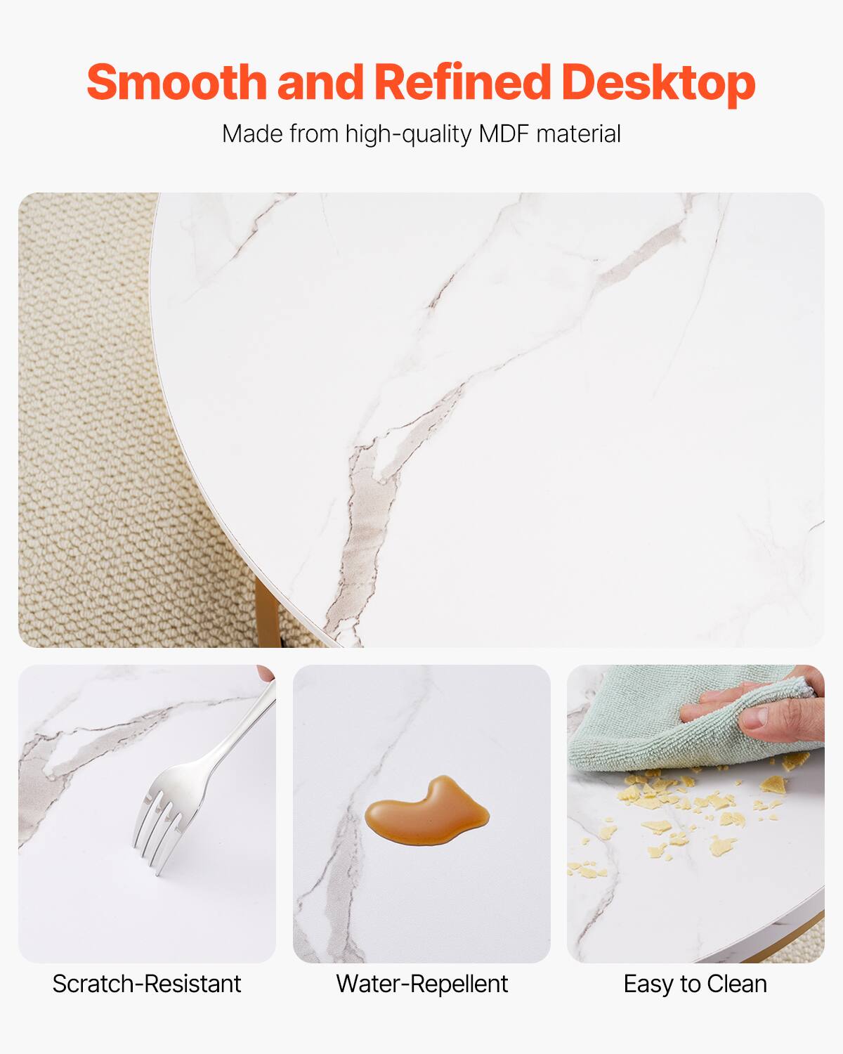 Smooth and Refined Desktop
Made from high-quality MDF material
Scratch-Resistant
Water-Repellent
Easy to Clean