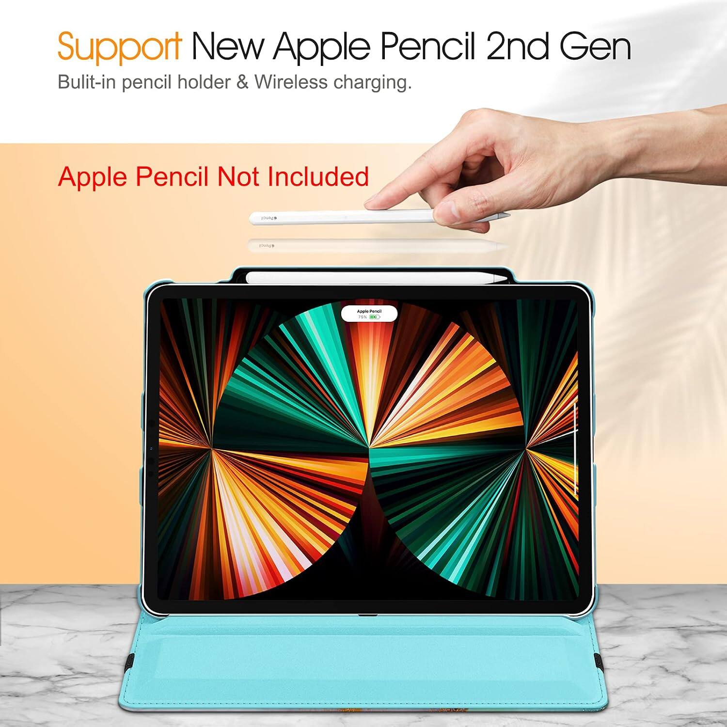 Support New Apple Pencil 2nd Gen  
Built-in pencil holder & Wireless charging.  

Apple Pencil Not Included  

Apple Pencil 15%  
MERICIAZIONAL