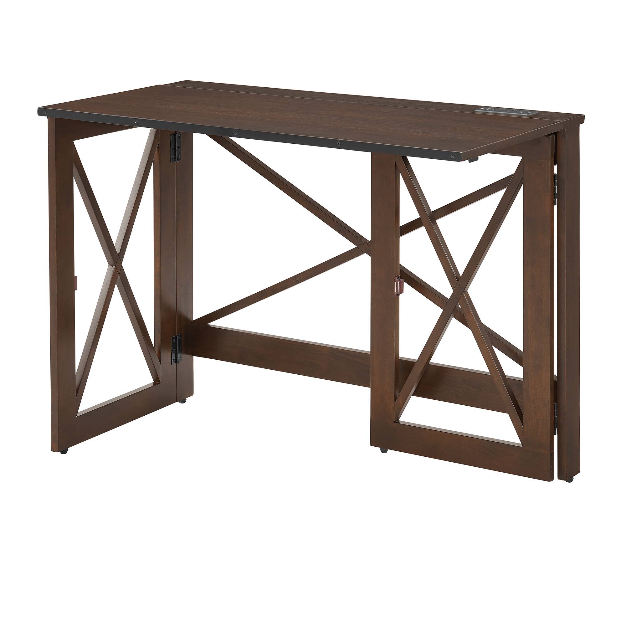 Alt View 7. MECO - MECO Stakmore Stylish Versatile Folding Desk with Built In Outlets, Espresso - Espresso.