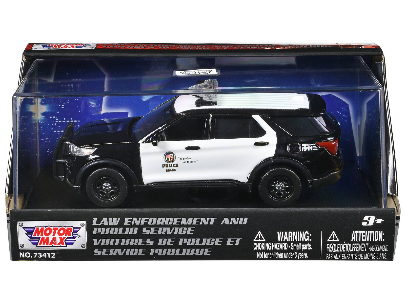 Motormax - 2022 Ford Police Interceptor Utility LAPD Black White Law Enforcement and Public Service Series 1/43 - Black And White