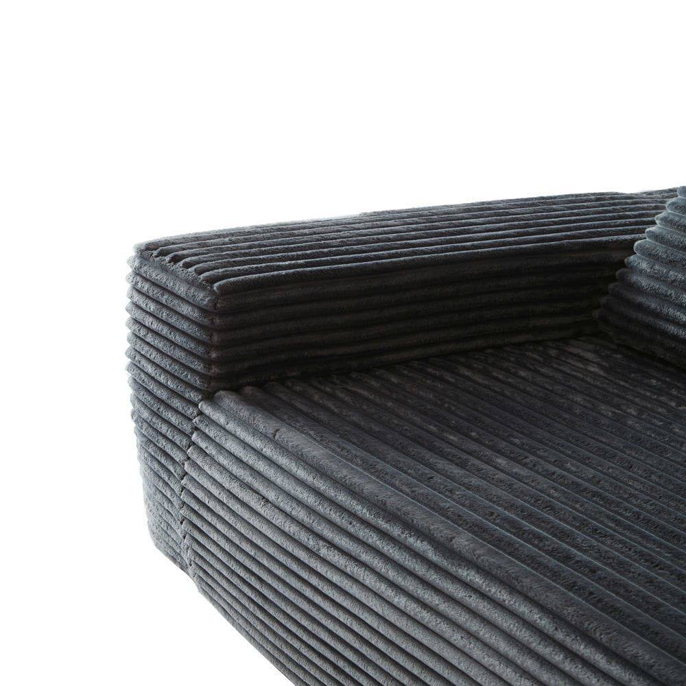 Back. Kadyn - 2-Seater Corduroy Memory Foam Floor Sofa in a Box, No Assembly for Living Room - Gray.