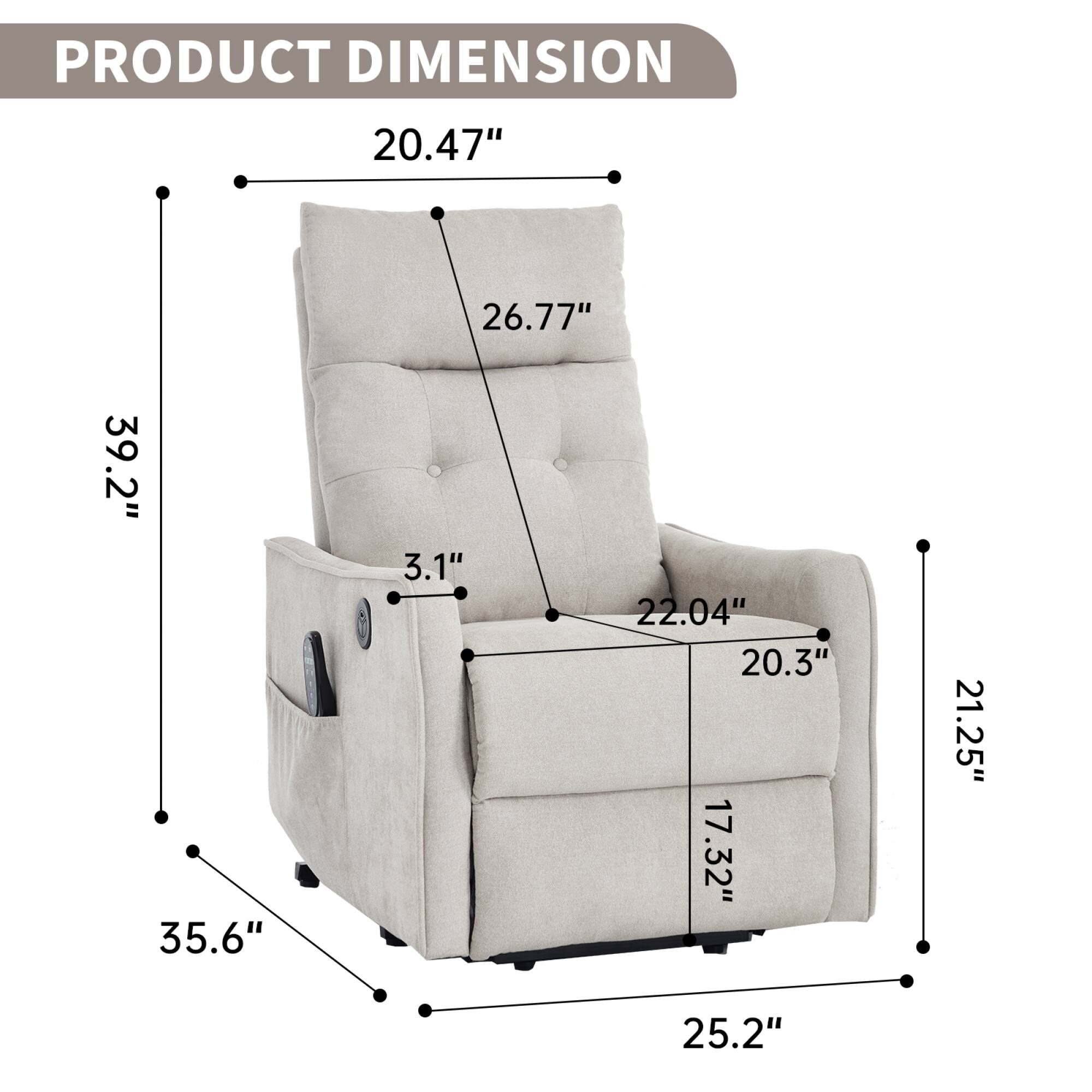 PRODUCT DIMENSION

- Width: 39.2"
- Height: 35.6"
- Depth: 25.2"
- Seat Height: 20.47"
- Seat Width: 22.04"
- Seat Depth: 20.3"
- Back Height: 26.77"
- Arm Height: 21.25"
- Arm Width: 17.32"
- Cushion Height: 3.1"