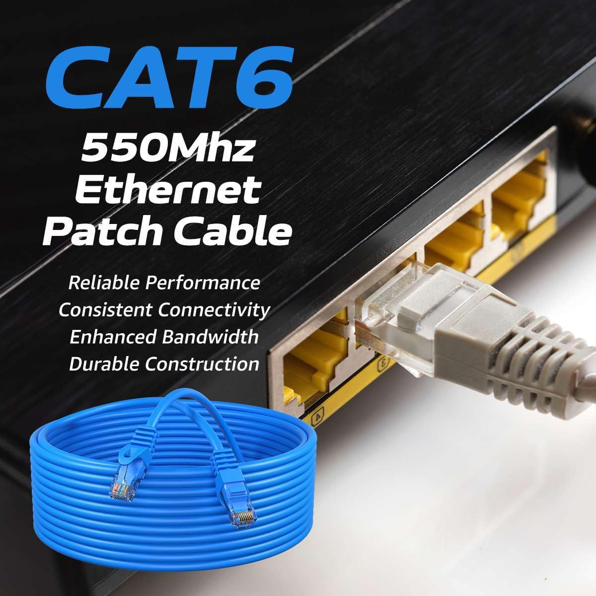 CAT6  
550Mhz Ethernet Patch Cable  

Reliable Performance  
Consistent Connectivity  
Enhanced Bandwidth  
Durable Construction