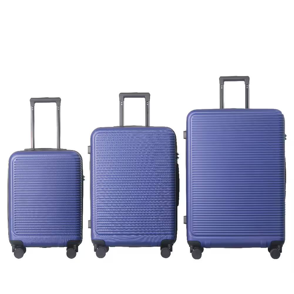 Front. Bestier - 3-Piece ABS Hardshell Luggage Set (20”/24”/28”) with Spinner Wheels, TSA Lock & Lightweight Design - Dark Blue.