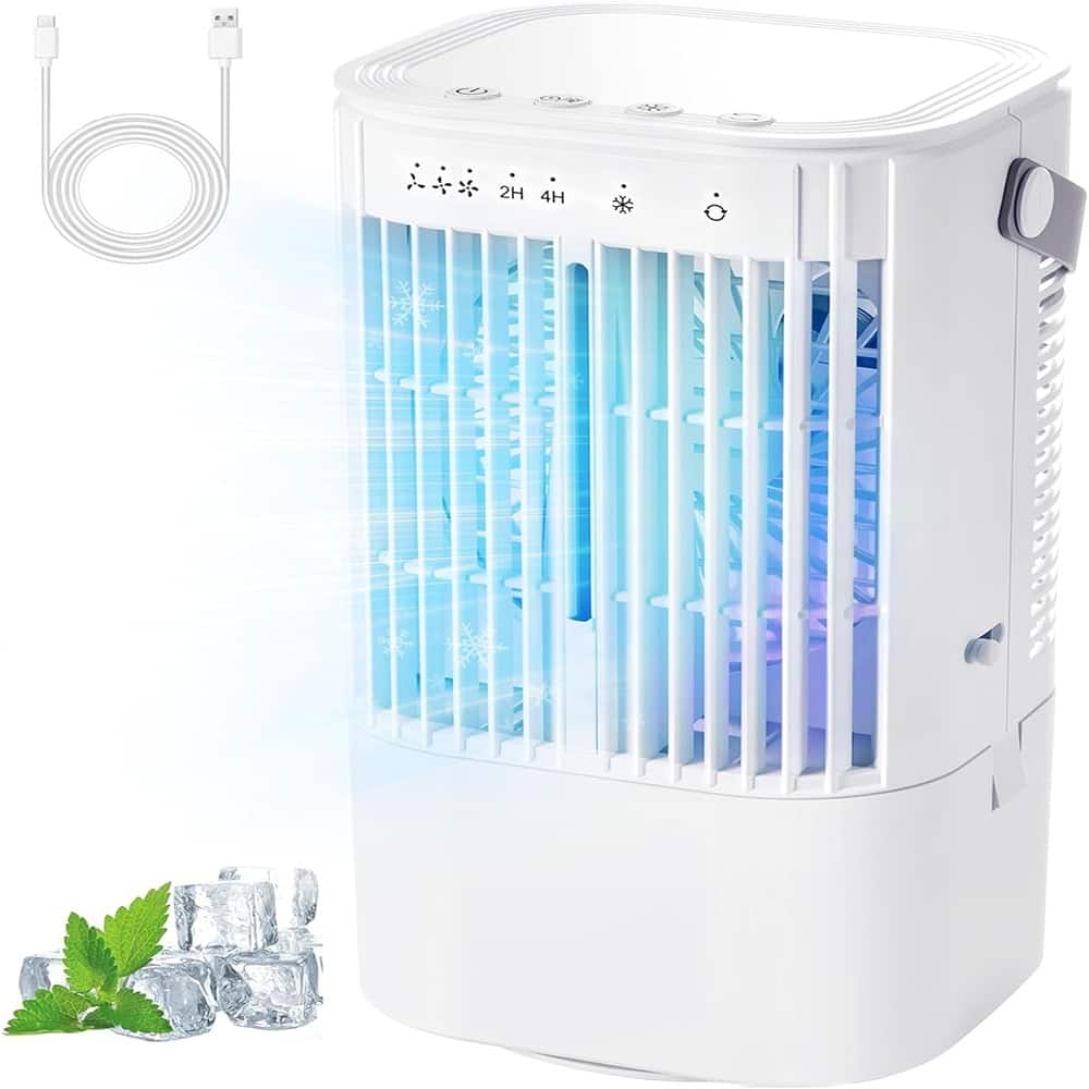 RTMB - LED light with 1000ml water tank, USB-powered 4-in-1 evaporative - White