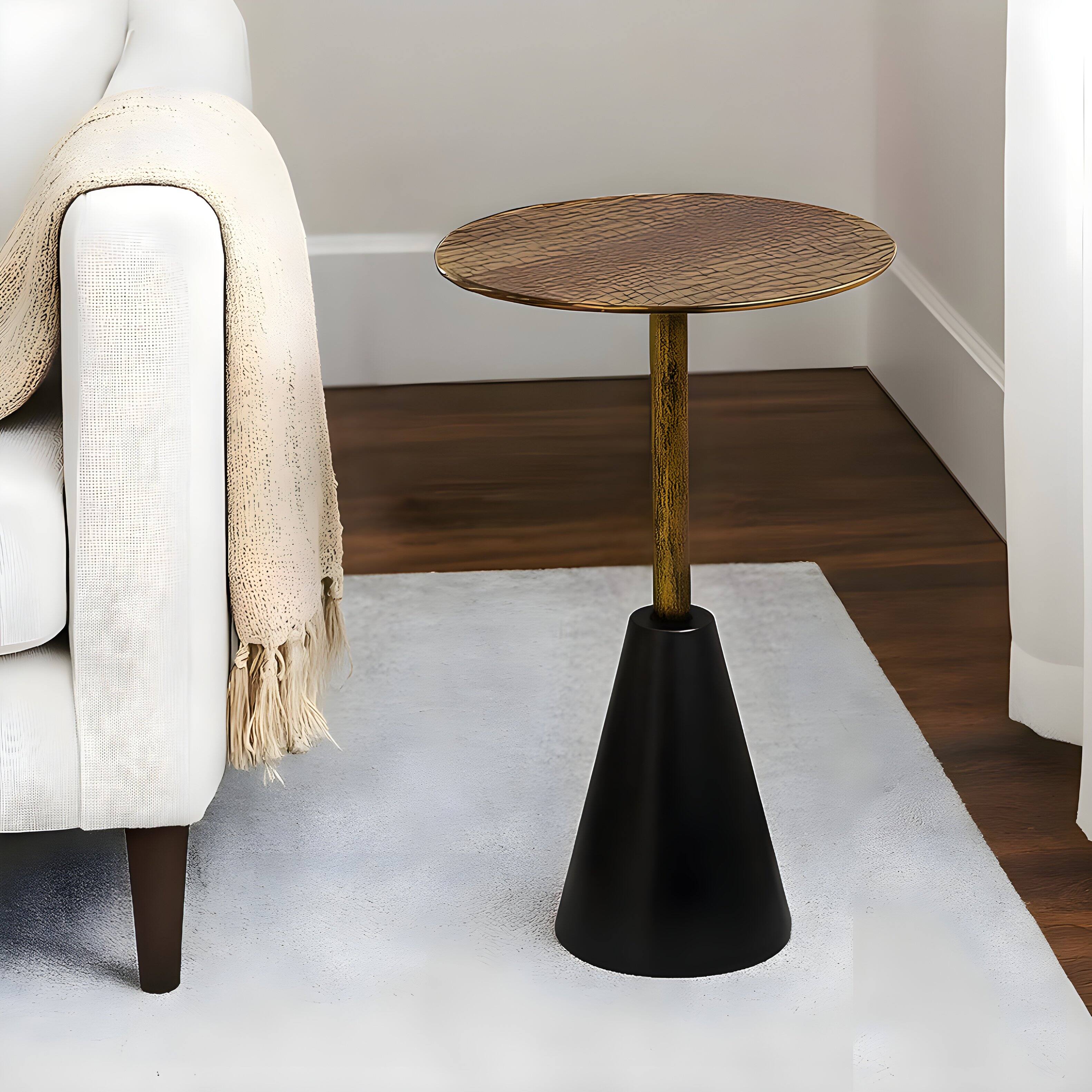 Alt View 5. Manhattan Lane - Zavra 21.5" Side End Drink Table | Aluminum Cast Craftmanship - Antique Brass, Black.