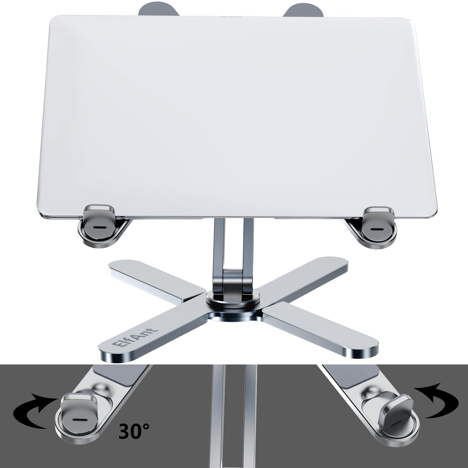 Back. HongFei - Laptop Stand 360 Degree Rotation Adjustable Portable for 10" - 17" Laptop Tablet - Silver.