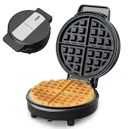 KEINVE - Waffle Maker 8-Inch, 4-Slice Belgian Waffle Iron - 1000W Powerful Fast Heating with Non-Stick Coating, Easy to Clean - Black