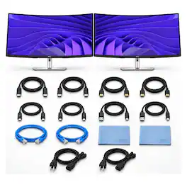 Bundle - Dell - Pro 34 Plus P3425WE 2-Pack with 2x ZoomSpeed HDMI & Ethernet Cables + 2x AOM Cleaning Cloths